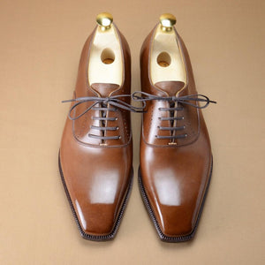Handmade Men Oxford Wing Toe Shoes Trendy Hand Panted Dress Fashion