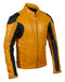 Handmade Men Yellow Biker Motorcycle Leather Jacket with Perforations XS to 6XL