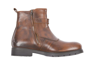 Handmade Men's Ankle High Boot, Men's Brown tone leather Casual Zip Boot.