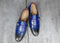 Handmade Men's Black Blue Color Shoes Stylish Split Toe Leather Monk Strap Formal Shoes