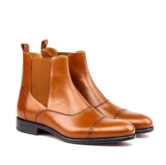Handmade Men's Chelsea Leather Boots, Genuine Leather pull up Boots For Men