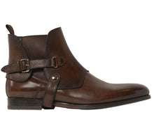 Load image into Gallery viewer, Handmade Men&#39;s Chelsea Upper Strap detail Leather Boots, Buckle detail Boots
