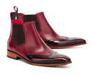 Handmade Men's Multi Color Ankle Wing Tip Chelsea Leather Boot For Men's