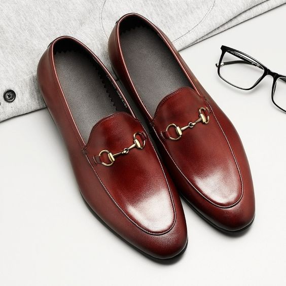 Handmade Men's brown tassel loafers, Spring casual men's leather shoes