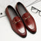 Handmade Men's brown tassel loafers, Spring casual men's leather shoes