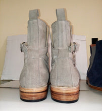 Load image into Gallery viewer, Handmade Jodhpurs Gray Suede Ankle High Classic Boots Jodhpurs Made to Order
