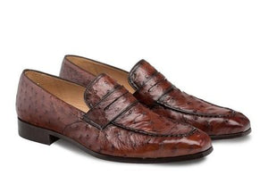 Handmade Men's Ostrich Skin Tassle Loafer Shoes, Stylish Formal Shoes For Men's