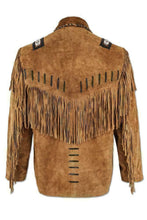 Load image into Gallery viewer, Handmade Men&#39;s Western Suede leather jacket, Men coy boy western Fringe Jacket - leathersguru
