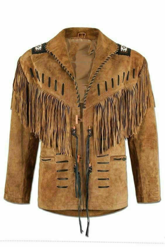 Handmade Men's Western Suede leather jacket, Men coy boy western Fringe Jacket - leathersguru