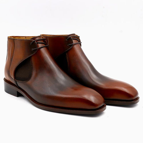 Handmade Men's Brown Chelsea brogue Boot, Men's Leather Luxury Fashion Boot - leathersguru