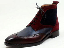 Load image into Gallery viewer, Handmade Mens fashion burgundy high ankle boots, men leather boots

