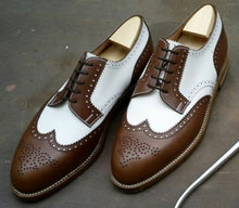 Load image into Gallery viewer, Men Wing Tip Brogue Spectator Formal Shoes, Men Two Tone Dress Shoes
