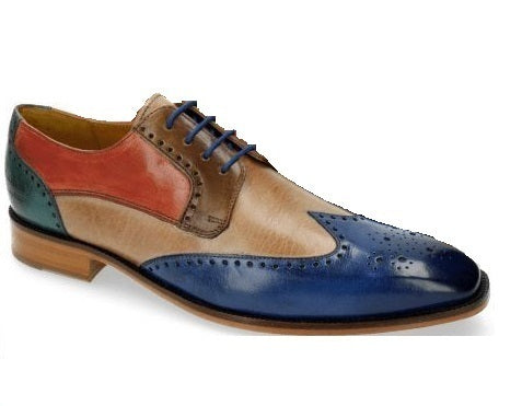 Handmade Multi Color Wing Tip Burnished Brogues Toe Stylish Vintage Oxford Shoes