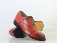 Load image into Gallery viewer, Handmade Pink Cap Toe Lace Up Leather Shoes For Men&#39;s
