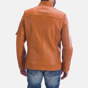 Handmade Tan Brown Leather Jacket For Men's