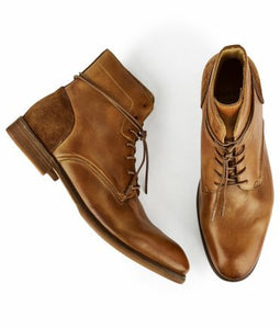 Handmade Victorian style leather ankle boot for men in Tan color