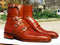 Bespoke Tan Leather High Ankle Monk Strap Boots - leathersguru