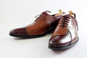 Bespoke Brown and Burgundy Leather Lace Up Stylish Shoe for Men - leathersguru