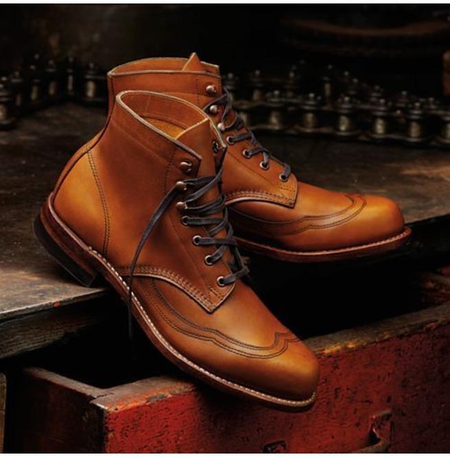 Handmade Men's Ankle Tan Leather Wing Tip Lace Up Boot - leathersguru