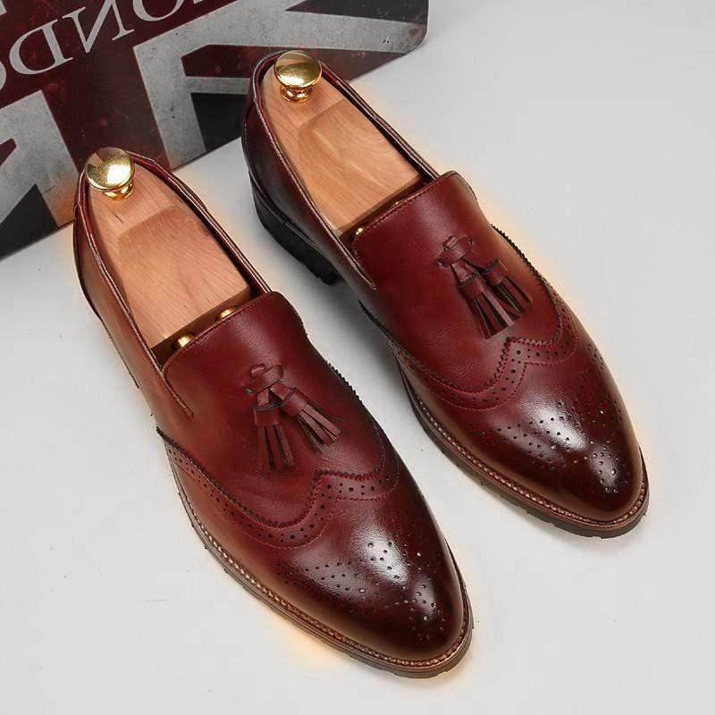 Men's Burgundy Loafers Tussles Shoe - leathersguru