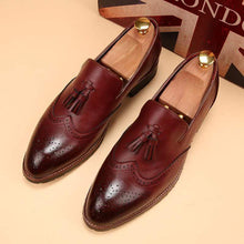 Load image into Gallery viewer, Men&#39;s Burgundy Loafers Tussles Shoe - leathersguru
