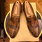 Bespoke Brown Fringe Loafer Leather Shoe for Men - leathersguru