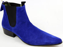 Load image into Gallery viewer, Bespoke Ankle High Blue Chelsea Suede Dress Boot - leathersguru
