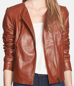 Handmade women brown Leather Jacket, women brown biker Leather Jacket, Stylish women leather jacket