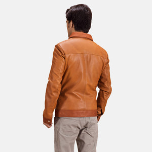 Handmade Tan Brown Leather Jacket