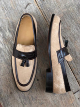 Load image into Gallery viewer, Bespoke Beige Brown Tussle Loafer Leather  Shoe for Men - leathersguru

