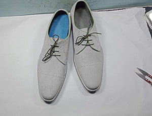 Handmade Gray Suede Cap Toe Lace Up Shoe - leathersguru