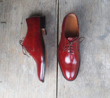 Load image into Gallery viewer, Handmade Burgundy Brogue Men&#39;s Leather Shoe - leathersguru
