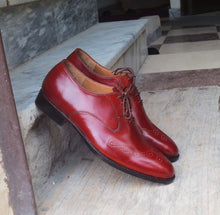Load image into Gallery viewer, Handmade Burgundy Brogue Men&#39;s Leather Shoe - leathersguru
