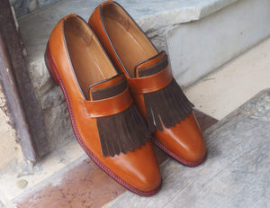Handmade Men's Leather Loafers Shoes - leathersguru