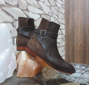 Handmade Men's Brown Jodhpurs Leather Suede Boot - leathersguru