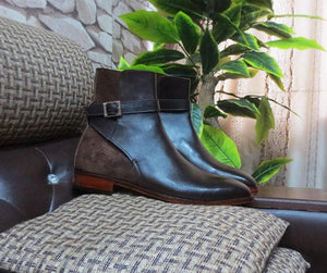 Handmade Men's Brown Jodhpurs Leather Suede Boot - leathersguru