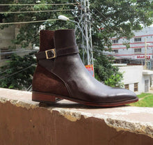 Load image into Gallery viewer, Handmade Men&#39;s Brown Jodhpurs Leather Suede Boot - leathersguru

