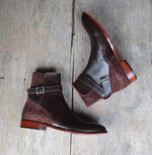 Load image into Gallery viewer, Handmade Men&#39;s Brown Jodhpurs Leather Suede Boot - leathersguru
