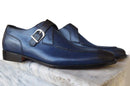 Handmade Blue Monk Strap Leather Shoe - leathersguru