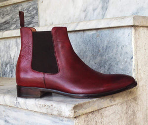 Men's Burgundy Chelsea Ankle Boot - leathersguru