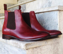 Load image into Gallery viewer, Men&#39;s Burgundy Chelsea Ankle Boot - leathersguru
