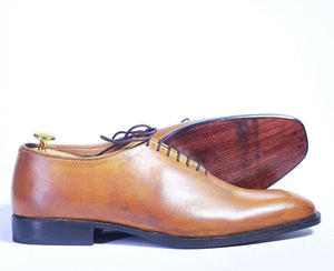 Bespoke Tan Leather Lace Up Shoe For Men's - leathersguru