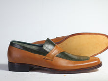 Load image into Gallery viewer, Bespoke Brown Black Leather Penny Loafer for Men - leathersguru
