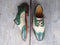 Men's Beige Green Leather Suede Wing Tip Brogue Shoes - leathersguru
