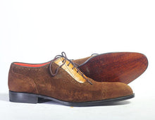 Load image into Gallery viewer, Bespoke Chocolate Brown Tan Leather Suede Shoe for Men - leathersguru
