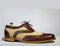 Men's Brown Beige Wing Tip Lace Up Leather Suede Shoe - leathersguru