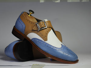 Bespoke Multi Color Leather Buckle up Shoe for Men's - leathersguru