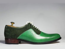 Load image into Gallery viewer, Men&#39;s Green Lace Up Leather Suede Shoe - leathersguru
