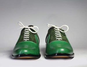 Men's Green Lace Up Leather Suede Shoe - leathersguru