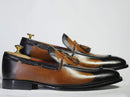 Men's Tone Brown Tussles Leather Loafers - leathersguru